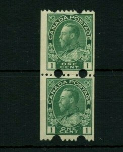 #131 EXPERIMENTAL COIL PAIR 1c Admiral 1 FH, 1MNH, Cat $100 Canada mint