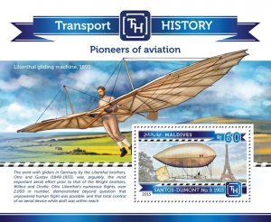 MALDIVES - 2015 - Pioneers of Aviation - Perf Souv Sheet - Mint Never Hinged