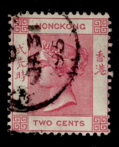 HONG KONG QV SG33, 2c carmine, FINE USED.