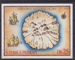 SA12g Sao Tome and Principe 1979 Old Map MNG Souvenir Sheet