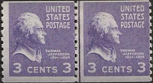 # 842 MINT HINGED THOMAS JEFFERSON