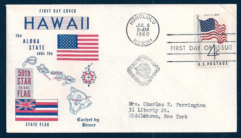 UNITED STATES FDC 4¢ American Flag 1960 Bruce