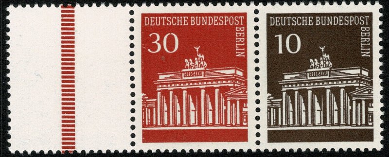 GERMANY BERLIN 1966-70 BRANDENBURG GATE 10 & 30pf MINT (NH) SGB281-3 P.14 SUPERB