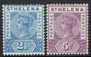 ST HELENA 1890 QV KEY TYPE 21/2D AND 5D