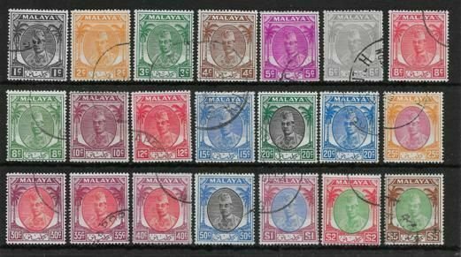 MALAYA KELANTAN SG61/81 1951-5 DEFINITIVE SET USED