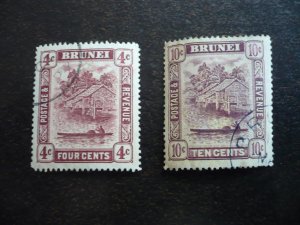 Stamps - Brunei - Scott# 47,54 - Used Part Set of 2 Stamps