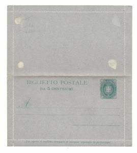 Italy Postal Stationery Card and 5c Letter Card Coat of Arms HG 1 1880s Unused