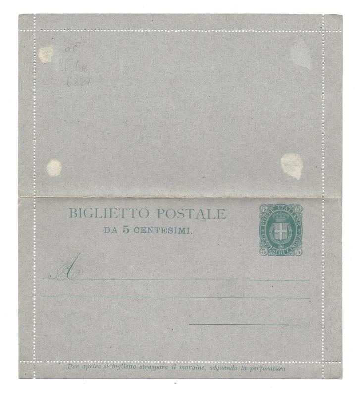 Italy Postal Stationery Card and 5c Letter Card Coat of Arms HG 1 1880s Unused