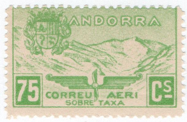 (I.B) Andorra Postal : Airmail 75c