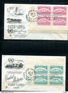 USA 1959 UN 17 covers FDC in blocks of 4 14 covers corner block with inscription