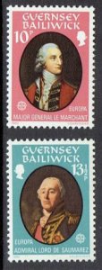 GUERNSEY - SC#207-208 EUROPA - Major General Marchant, Lord Saumarez  (1979) MNH