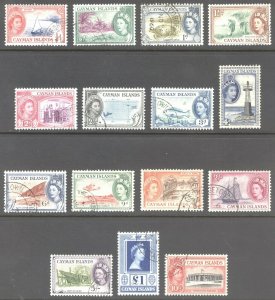 Cayman Is 1953 1/4d-£1 EII Pictorial SG 148-161a Scott 135-149 VFU Cat£38($46)