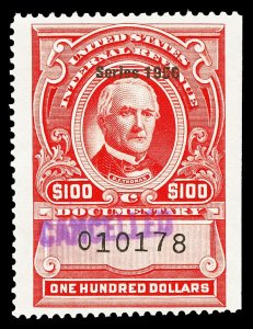 Scott R700 $100.00 1956 Dated Red Documentary Revenue Used F-VF Cat $15