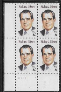 US#2955 32c Richard Nixon Plate block of 4 (MNH) CV$3.00