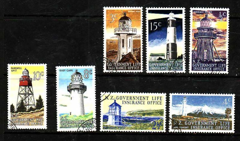 New Zealand-Sc#OY43-9- id7-used Lighthouses set-1969-76-