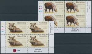 Namibia Stamps 2023 MNH Wild Pigs Warthog Bushpig Wild Animals 2x Control Blocks