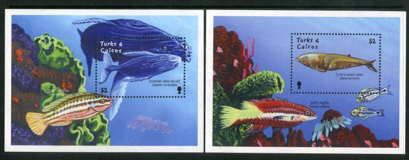 TURKS & CAICOS 1336-7 MH S/S SCV $15.00 BIN $7.50 MARINE LIFE