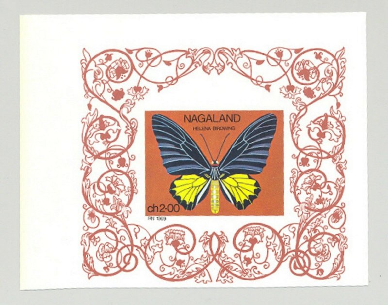 Nagaland (Propaganda) 1969 Butterflies 1v S/S Wide Margin Proof