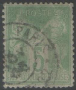 France 5 c green SG215 fine used type a less than 1/4 cat