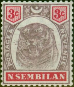 Negri Sembilan 1895 3c Dull Purple & Carmine SG7 V.F VLMM