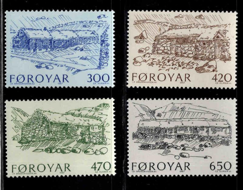 FAROE ISLANDS Scott 152-155 MNH** Farmhouse set