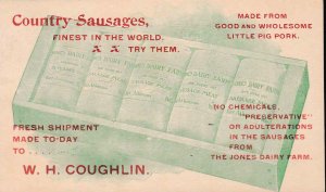 United States Oct. 9 1902 UX18 All Over Color Advertising Card.  Sausages  Wisc.