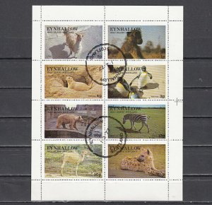 Eynhallow, 1977 issue. Wild Animals sheet of 8. Canceled.