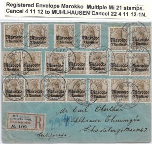 1912 Saffi, German Offices in Morocco to Muhlhausen, Germany Registered (HS1125)