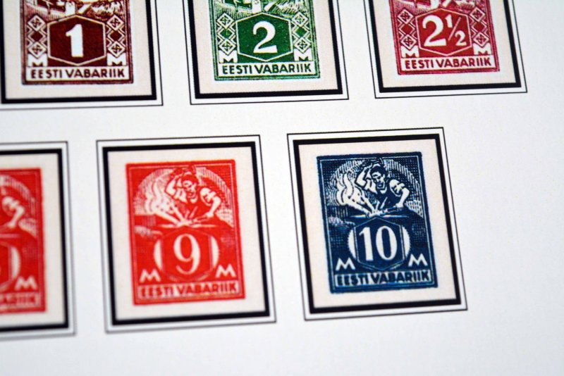 COLOR PRINTED ESTONIA 1918-2010 + 2011-2020 STAMP ALBUM PAGES (112 ill. pages)