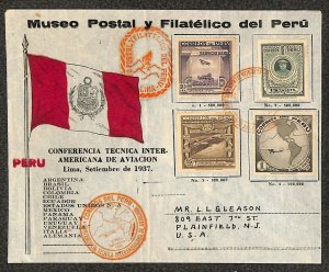 PERU C45-48 STAMPS MARKS & CLERK LIMA TO NJ AVIATION IATC COVER 1937