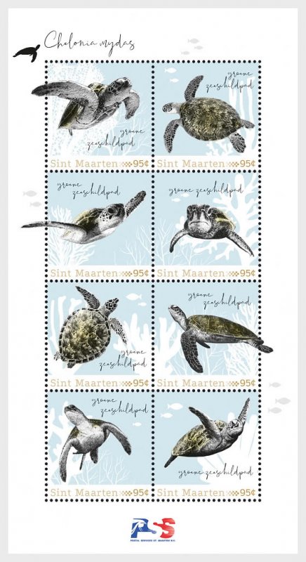 2022 St Martin Green Sea Turtle MS8 Scott (NA) MNH