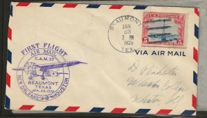 Just Fun Cover #C11 FIRST FLIGHT COVER BEAUMONT TEX. JAN/23/1929 Cover (11732)