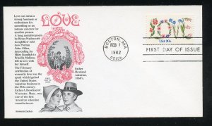 US 1951 20c Love Issue of 1982 UA Aristocrat cachet FDC