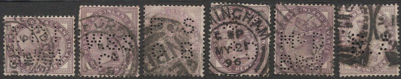 GB 1881  Sc 89  1d Used, F-VF, PERFINS - Six Different Firms