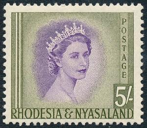 Rhodesia & Nyasaland 1954 5s Violet & Olive-Green SG13 MLH