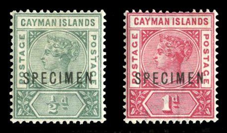 Cayman Islands #1-2S (SG 1-2s) Cat£170, 1900 Victoria, set of two, overprint...