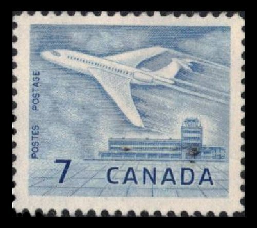 CANADA 1964 SC #414 7c BLUE JET PLANE VERY FINE USED