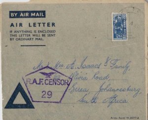 South Africa 3d Women's Services 1945 A.P.O.-U- MPK 30 Cairo, Egyot Air Lette...