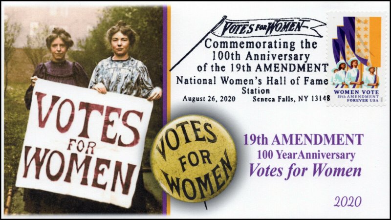 20-147, 2020, SC 5523, Women Vote, Pictorial Postmark, Event Cover, Seneca Falls