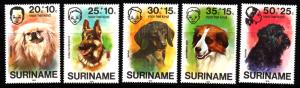 Surinam MNH Scott #B231-#B235 Set of 5 Dogs: Pekingese, German shepherd, Dach...