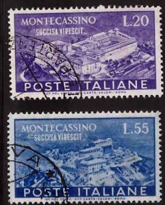 Italy Scott 579-580 Used 1951 Abbey of Montecassino set