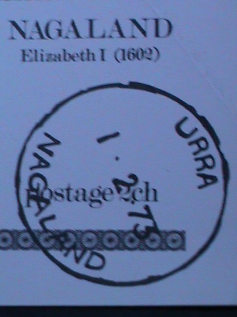 ​NAGALAND-1973- ELIBAZETH I- GOLD COIN-1602 CTO S/S VF-OG FANCY CANCEL