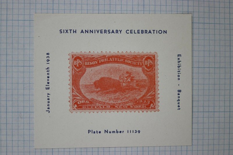 Bison Philatelic Society BPS 1938 Indian sc#287 spoof Souvenir ad label stamp