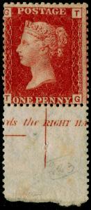 SG43, 1d rose-red plate 223, LH MINT. Cat £130. MARGINAL INSCRIPTION. TG