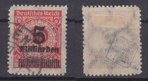 Germany 1923 Sc#319 Mi#334 B roulette used signed BPP (DR1014)