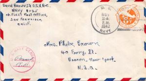 United States Fleet Post Office 6c Monoplane Air Envelope 1942 U.S., Navy Nav...