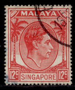 SINGAPORE GVI SG22a, 12c scarlet, USED. Cat £20.