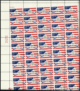 C90, Remarkable Misperfed 31¢ Error Sheet of 50 Airmail Stamps - Stuart Katz