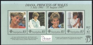 Thematic stamps SEYCHELLES 1998 DIANA SHEETLET OF 4 mint