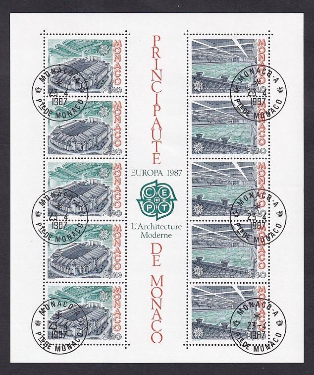 Monaco  #1563a-1564a    cancelled  1987  sheet  Europa  olympic swimming pool